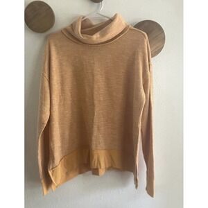 Peace Love World Alina French Terry Cowl Neck Sweatshirt Sherbet Orange Size M